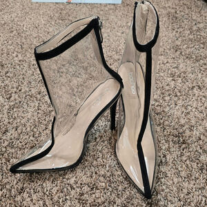 Pre-loved Women's Boo Hoo Clear Vinyl Ankle Boots Sz. UK5-US7